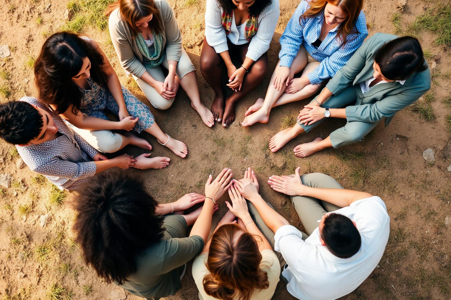 A circle of friends gathered together